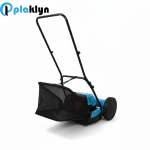 Rear view of manual reel mower